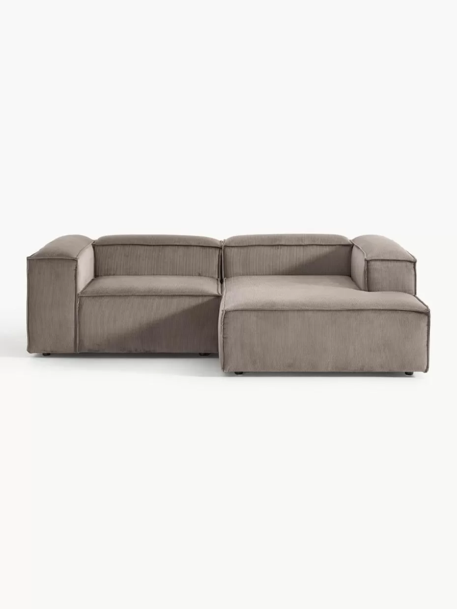 Sofas | Sofaserien-Westwing Collection Modulares Ecksofa Lennon aus Cord Cord Taupe