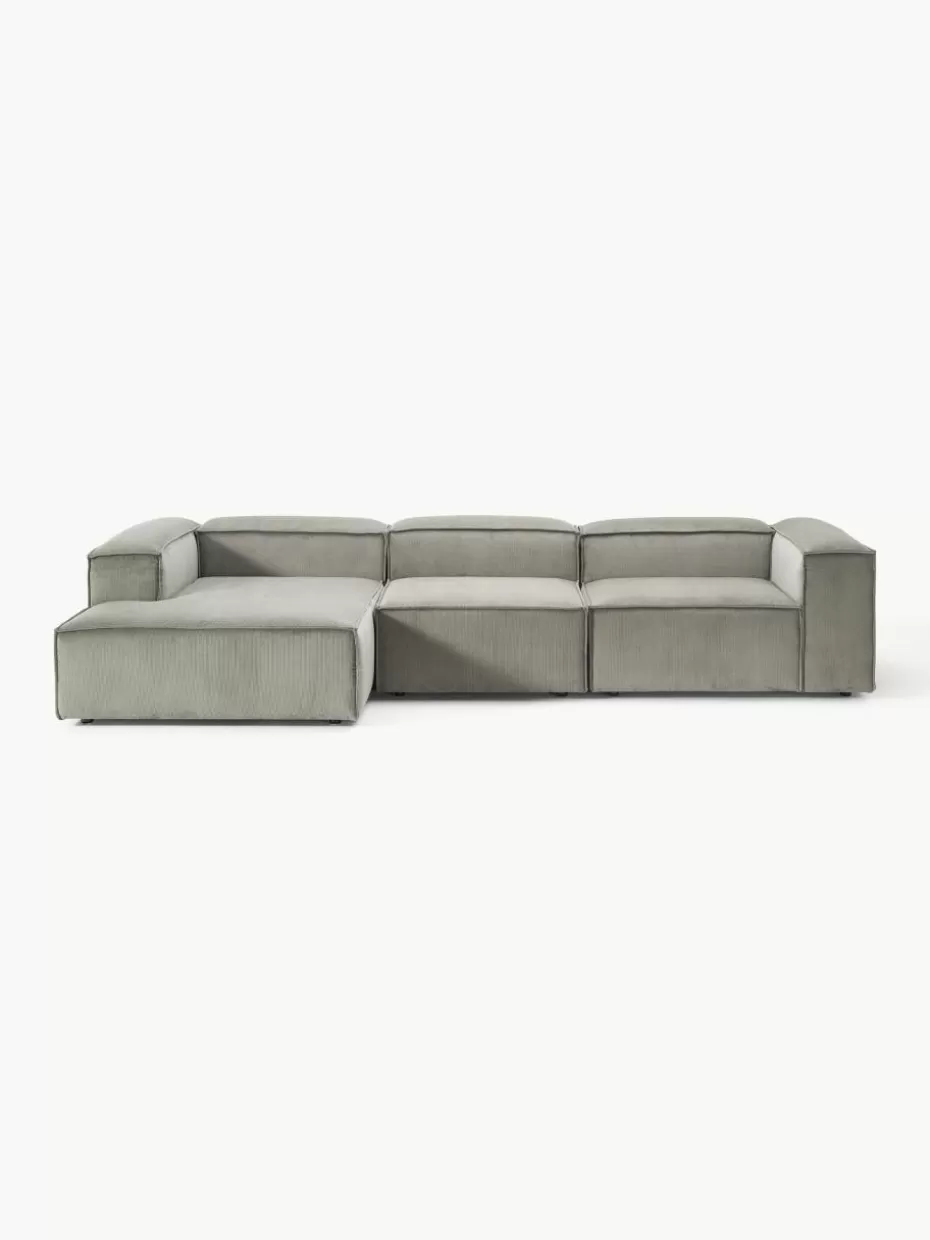 Sofas | Sofaserien-Westwing Collection Modulares Ecksofa Lennon aus Cord Cord Grau