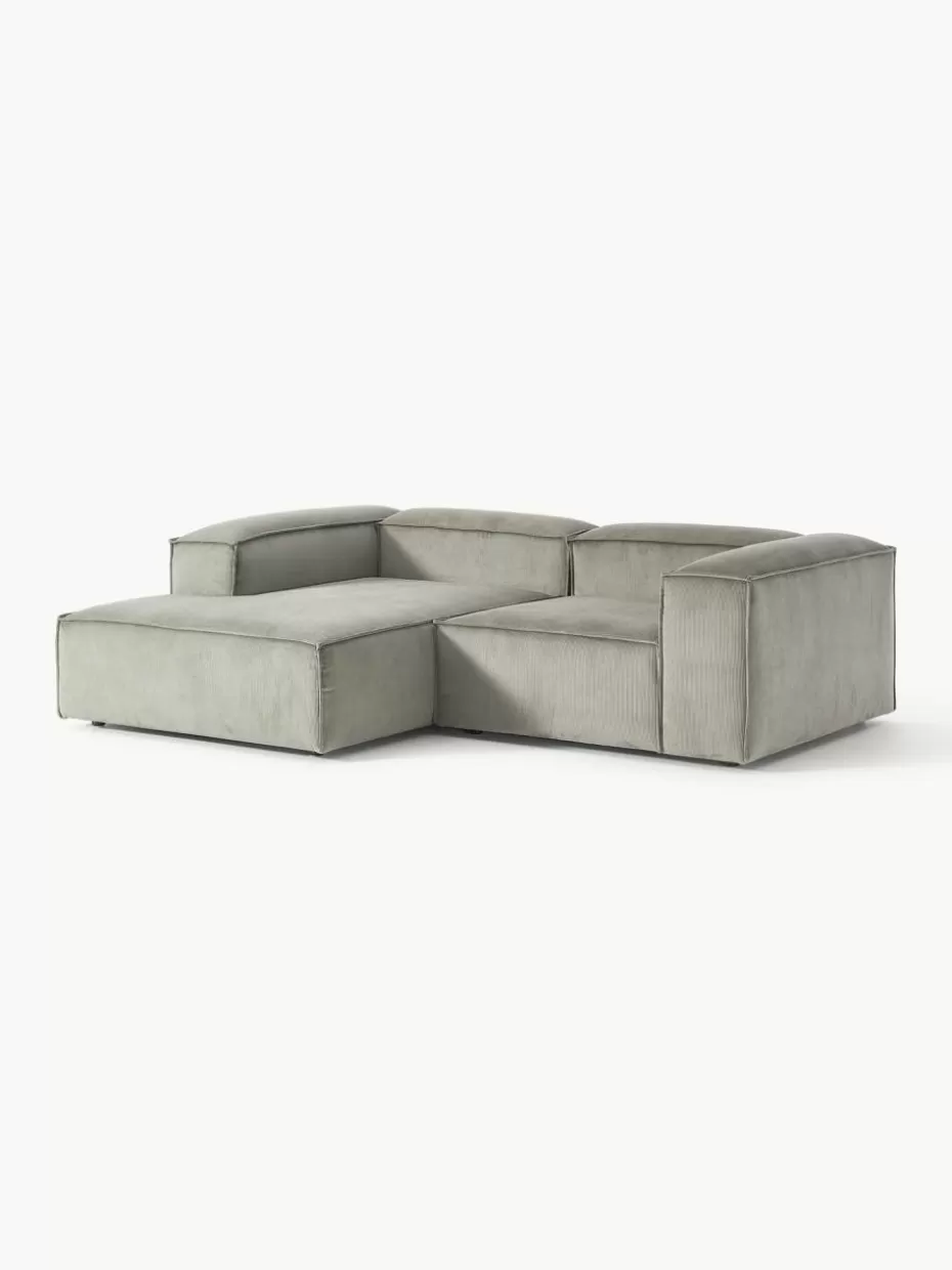Sofas | Sofaserien-Westwing Collection Modulares Ecksofa Lennon aus Cord Cord Grau