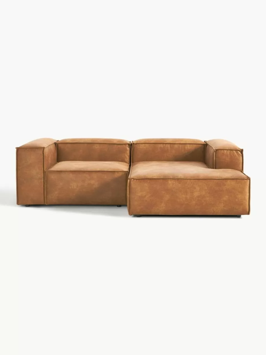 Sofas | Sofaserien-Westwing Collection Modulares Ecksofa Lennon aus recyceltem Leder Leder Braun