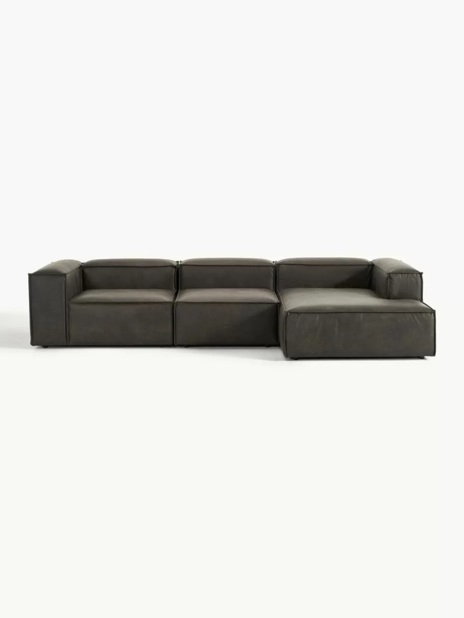 Sofas | Sofaserien-Westwing Collection Modulares Ecksofa Lennon aus recyceltem Leder Leder Taupe