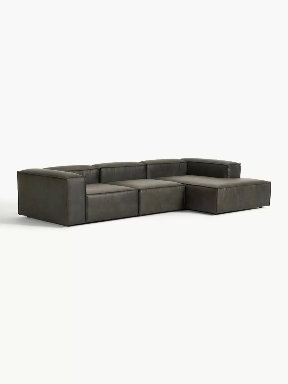 Sofas | Sofaserien-Westwing Collection Modulares Ecksofa Lennon aus recyceltem Leder Leder Taupe