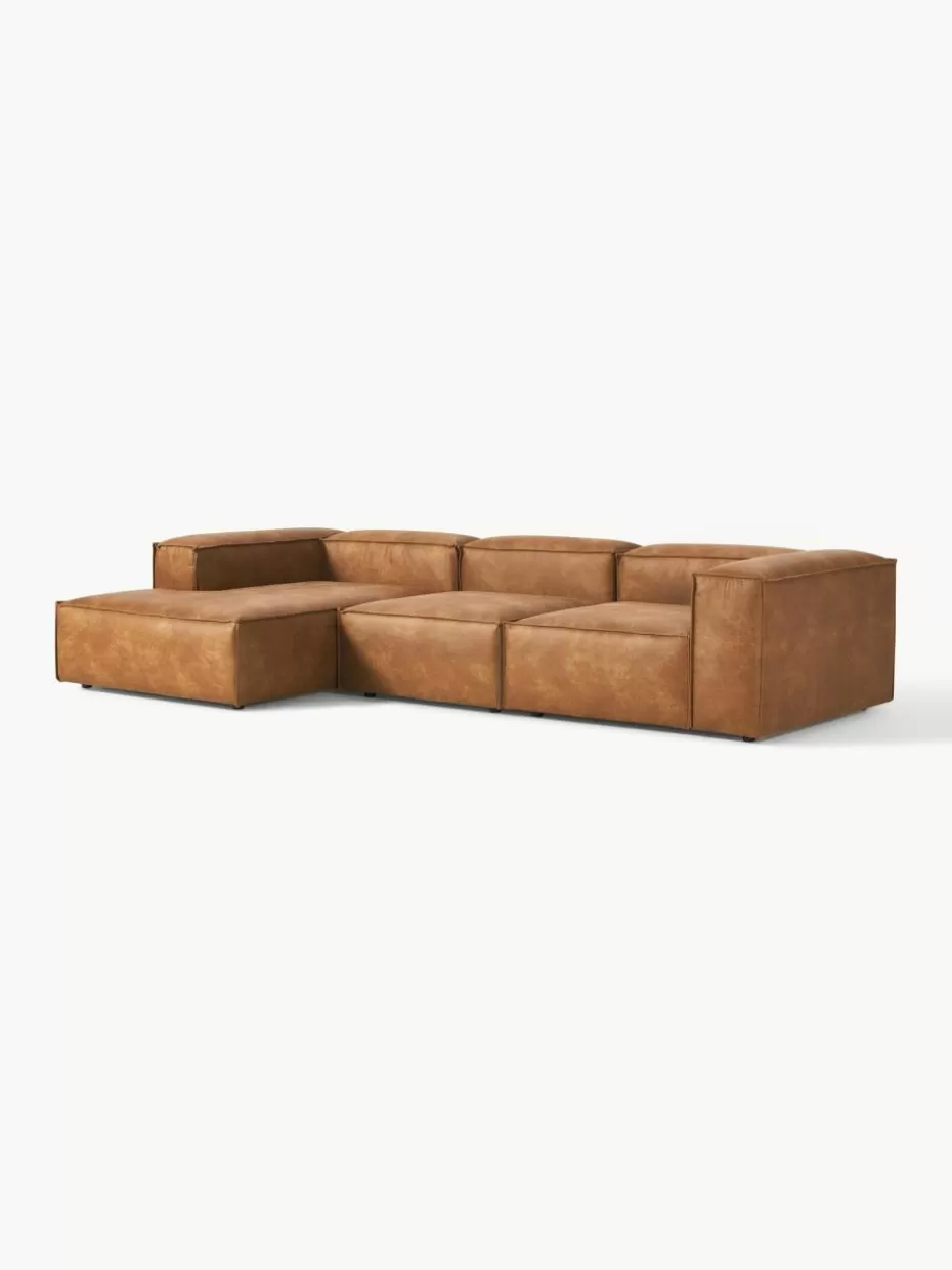 Sofas | Sofaserien-Westwing Collection Modulares Ecksofa Lennon aus recyceltem Leder Leder Braun