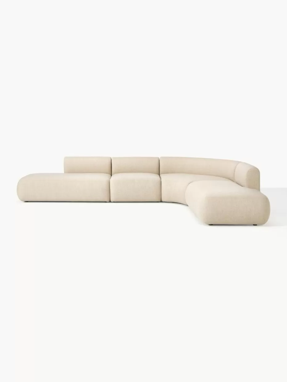 Sofas | Sofaserien-Westwing Collection Modulares Ecksofa Sofia (4-Sitzer) Webstoff Hellbeige