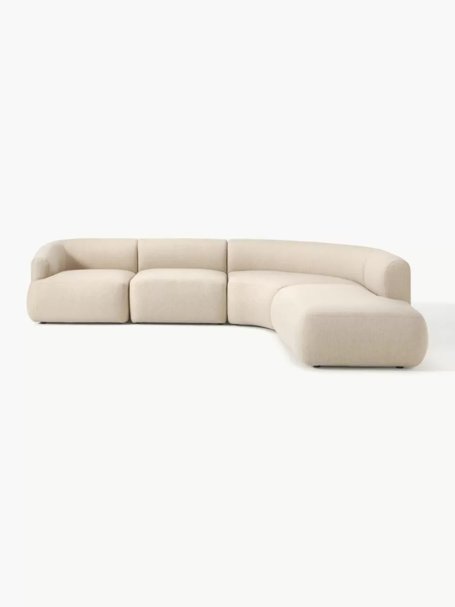 Sofas | Sofaserien-Westwing Collection Modulares Ecksofa Sofia (4-Sitzer) Webstoff Hellbeige