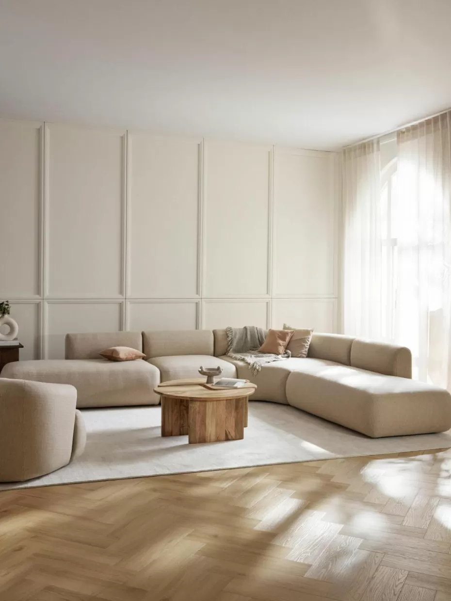 Sofas | Sofaserien-Westwing Collection Modulares Ecksofa Sofia (4-Sitzer) Webstoff Hellbeige