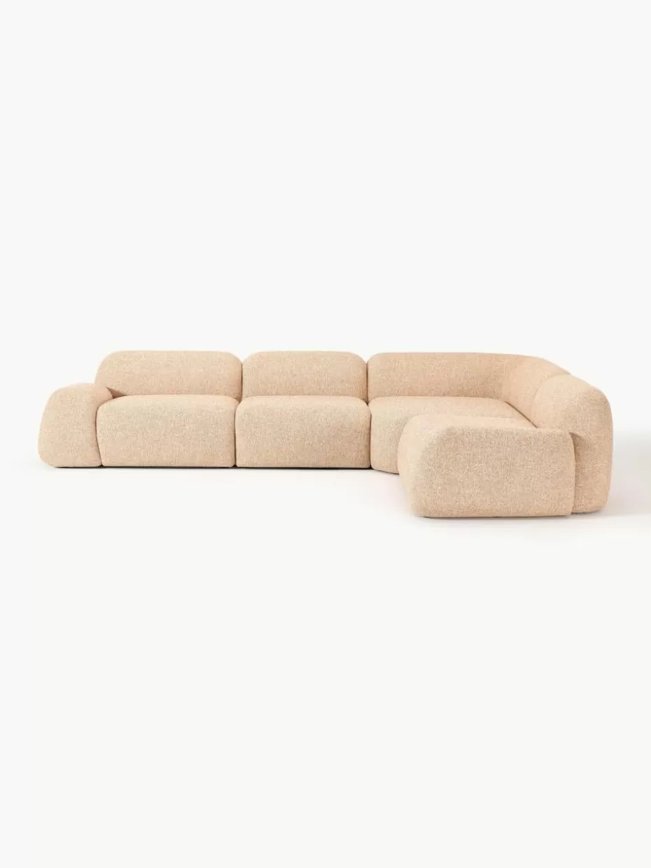 Sofas | Sofaserien-Westwing Collection Modulares Ecksofa Wolke (4-Sitzer) aus Bouclé Bouclé Orange
