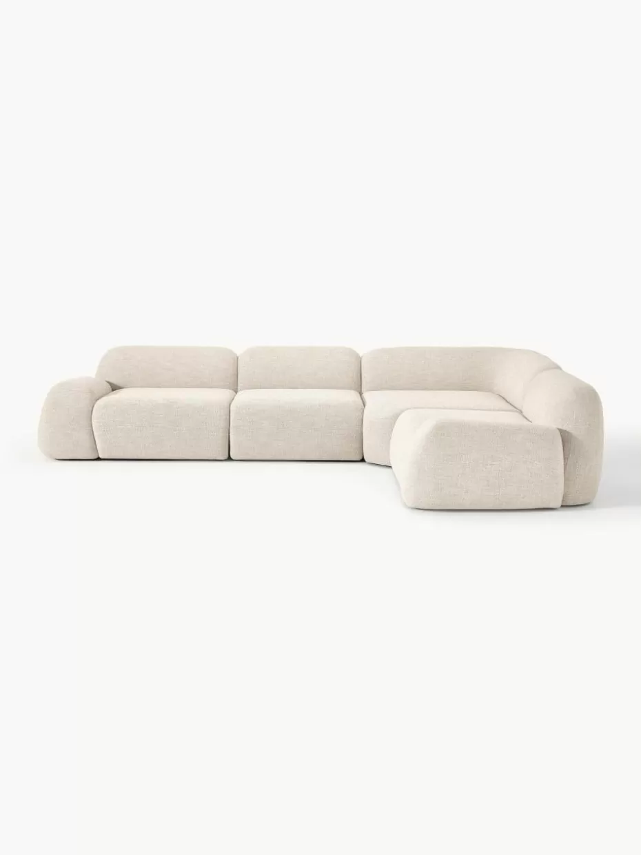 Sofas | Sofaserien-Westwing Collection Modulares Ecksofa Wolke (4-Sitzer) aus Bouclé Bouclé Hellbeige