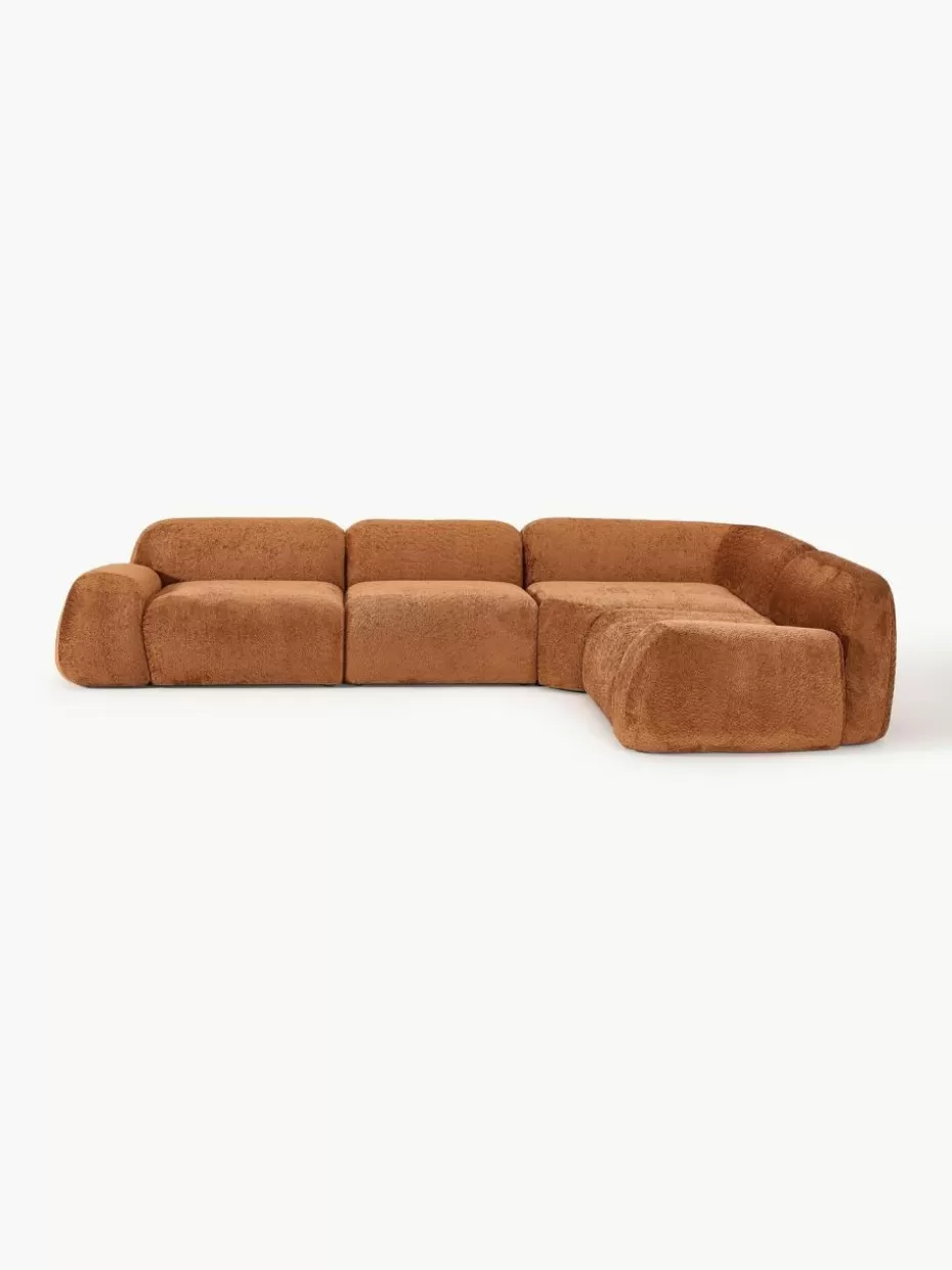 Sofas | Sofaserien-Westwing Collection Modulares Ecksofa Wolke (4-Sitzer) aus Teddy-Bouclé Teddy-Bouclé Terrakotta