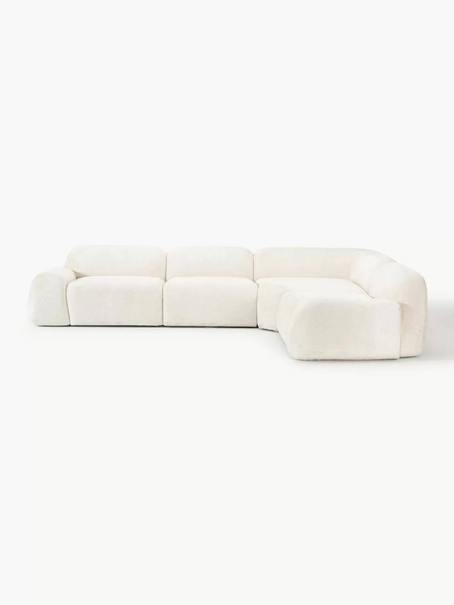 Sofas | Sofaserien-Westwing Collection Modulares Ecksofa Wolke (4-Sitzer) aus Teddy-Bouclé Teddy-Bouclé Off White