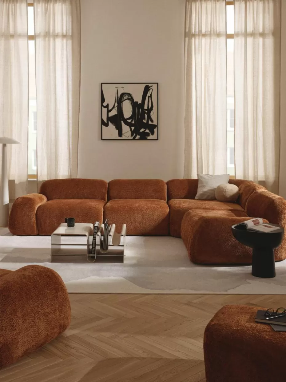 Sofas | Sofaserien-Westwing Collection Modulares Ecksofa Wolke (4-Sitzer) aus Teddy-Bouclé Teddy-Bouclé Terrakotta