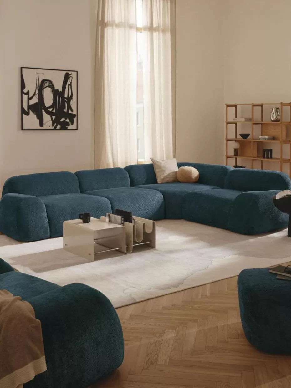 Sofas | Sofaserien-Westwing Collection Modulares Ecksofa Wolke (4-Sitzer) aus Teddy-Bouclé Teddy-Bouclé Petrol