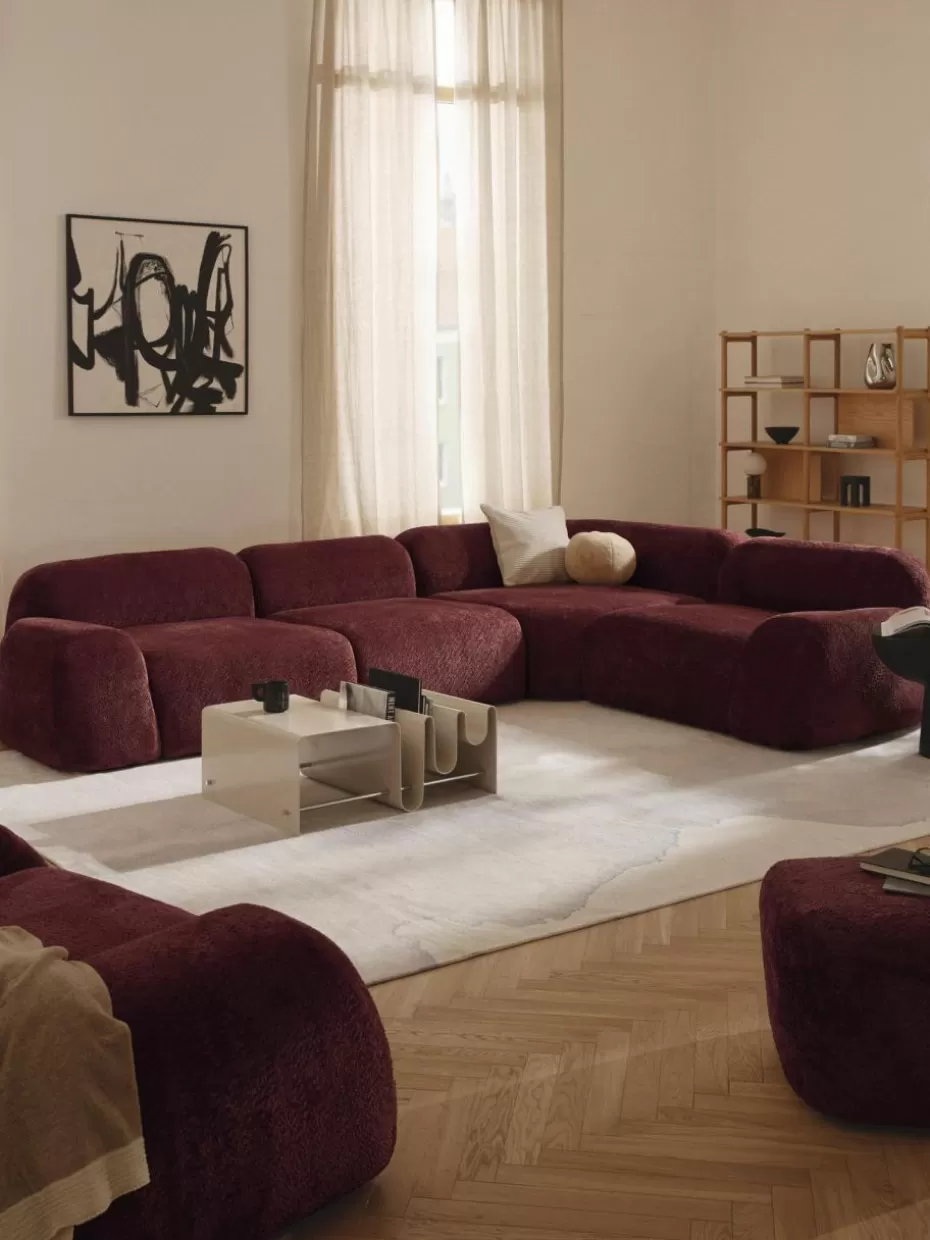 Sofas | Sofaserien-Westwing Collection Modulares Ecksofa Wolke (4-Sitzer) aus Teddy-Bouclé Teddy-Bouclé Weinrot