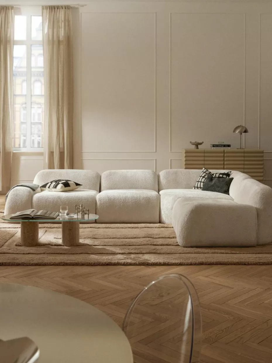 Sofas | Sofaserien-Westwing Collection Modulares Ecksofa Wolke (4-Sitzer) aus Teddy-Bouclé Teddy-Bouclé Off White