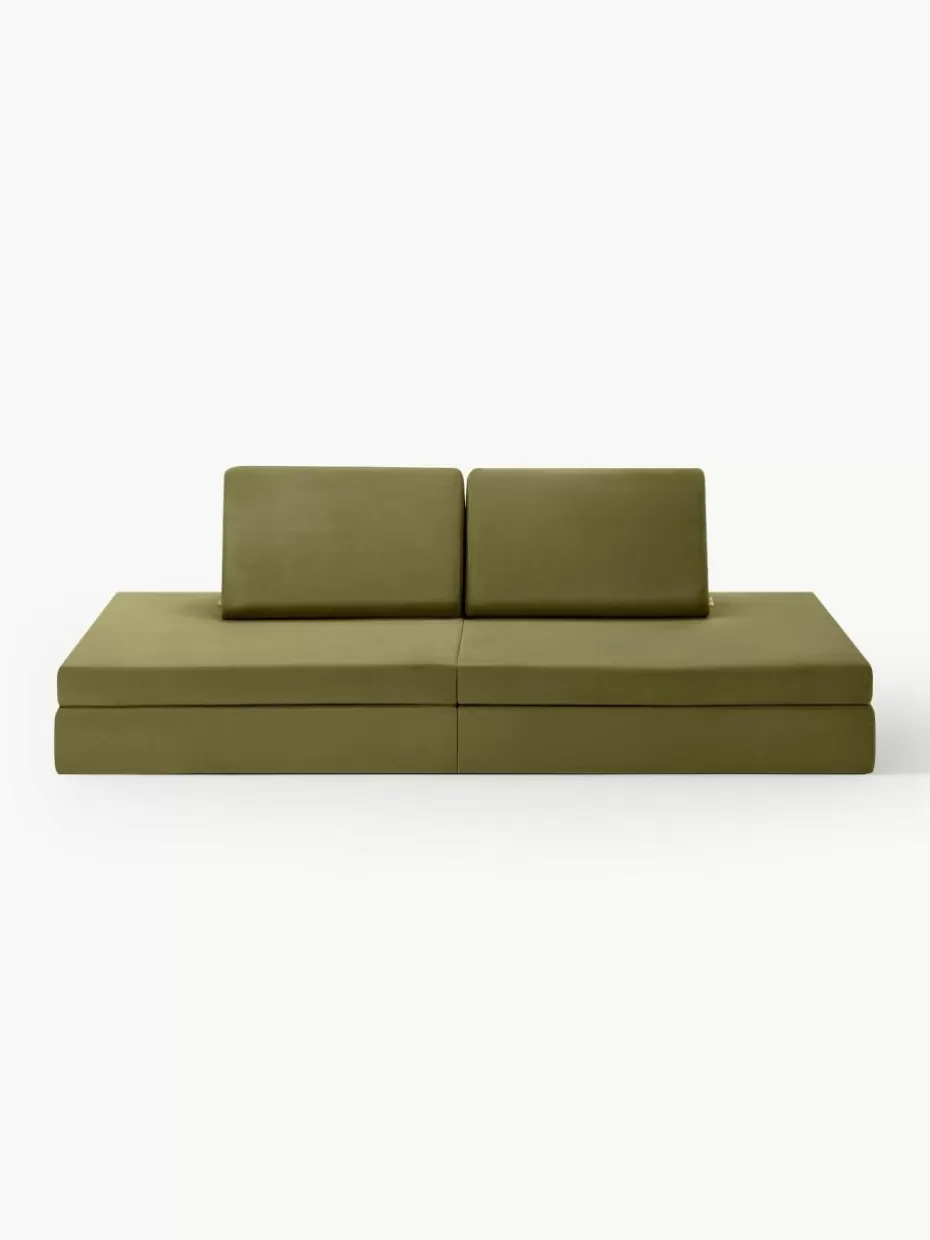 Sitzsäcke-Funzy Modulares Kinder-Spielsofa Mila aus Samt, handgefertigt Samt Olivgrün