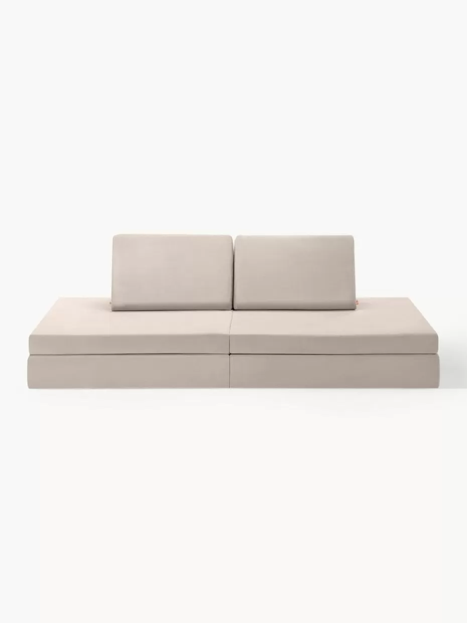 Sitzsäcke-Funzy Modulares Kinder-Spielsofa Mila aus Samt, handgefertigt Samt Hellbeige