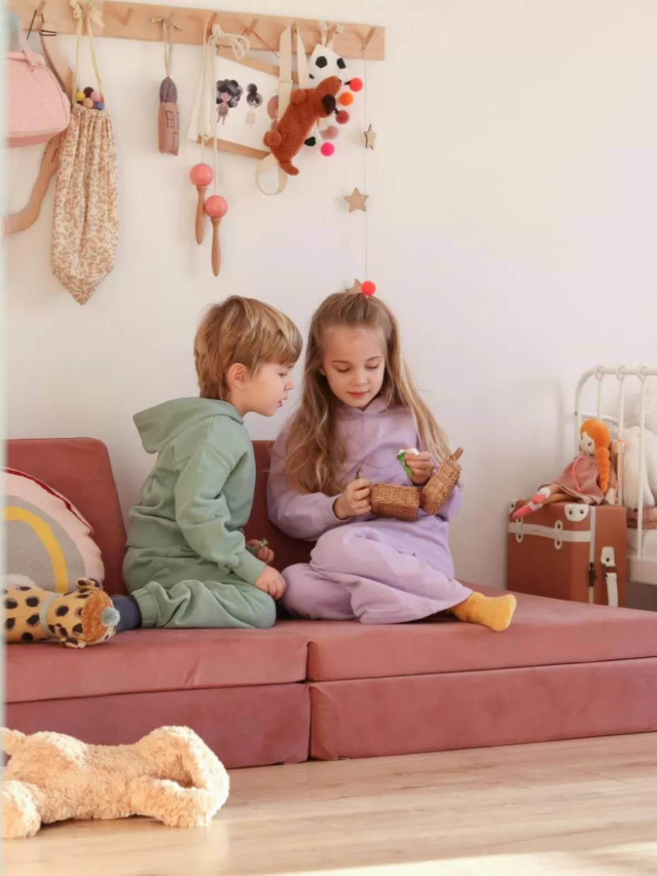 Sitzsäcke-Funzy Modulares Kinder-Spielsofa Mila aus Samt, handgefertigt Samt Altrosa