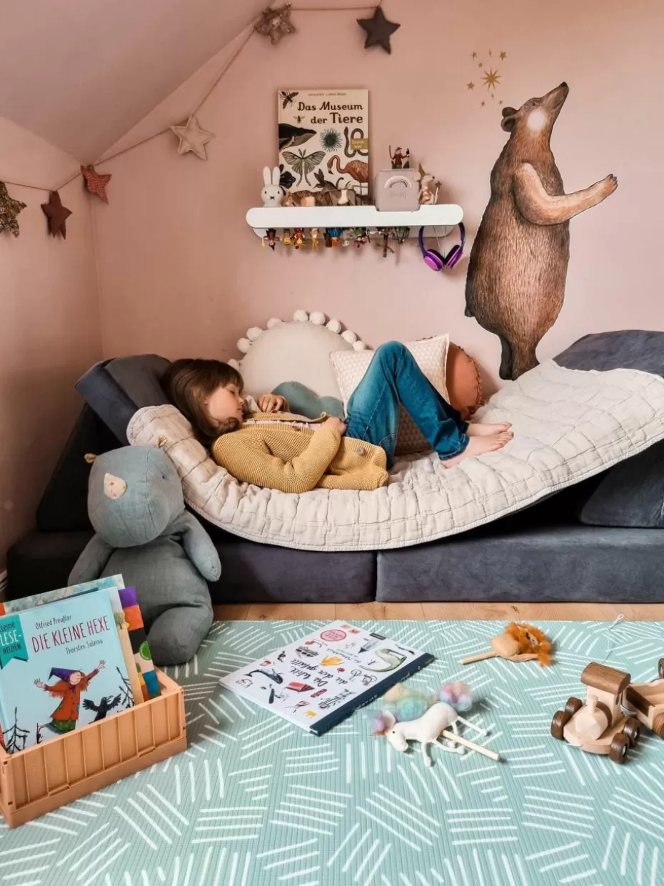 Sitzsäcke-Funzy Modulares Kinder-Spielsofa Mila aus Samt, handgefertigt Samt Aubergine
