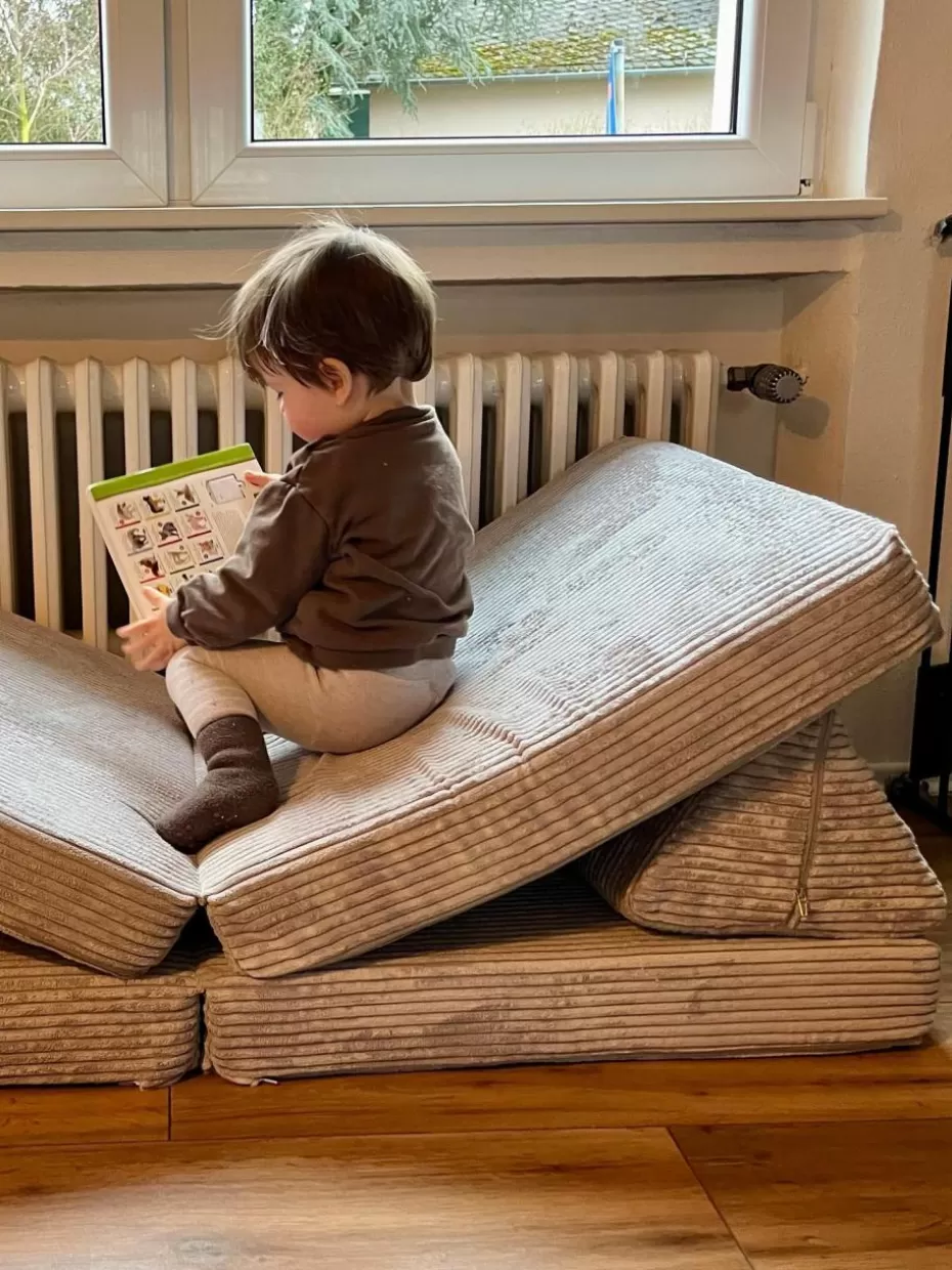 Sitzsäcke-Funzy Modulares Kinder-Spielsofa Mila aus Cord, handgefertigt Cord Hellgrau
