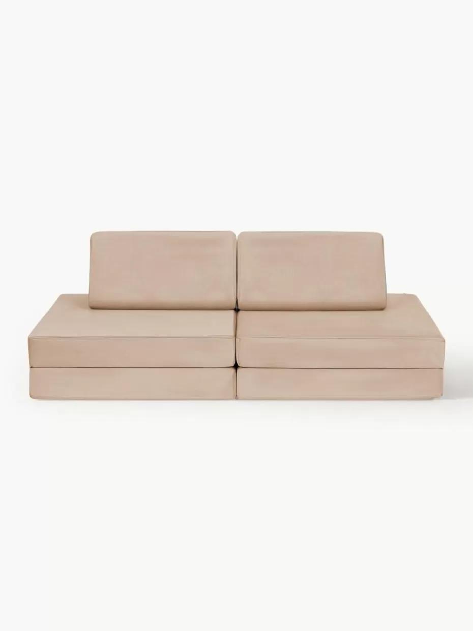 Sitzsäcke-Funzy Modulares Kinder-Spielsofa Mila aus Samt, handgefertigt Samt Beige