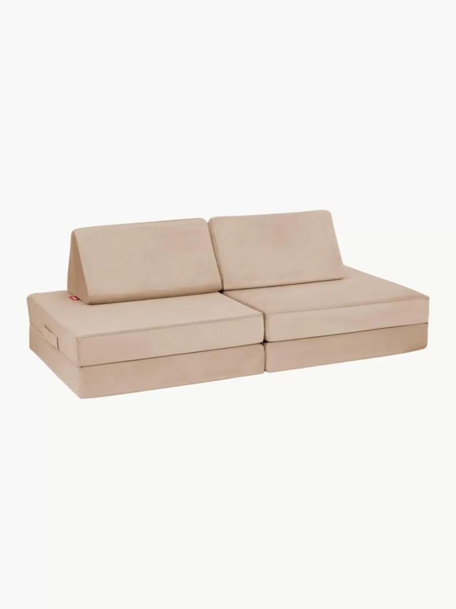 Sitzsäcke-Funzy Modulares Kinder-Spielsofa Mila aus Samt, handgefertigt Samt Beige