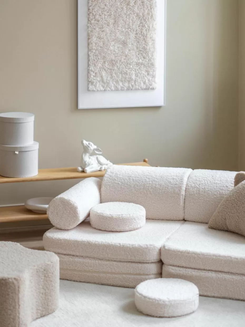 Sitzsäcke-Wigiwama Modulares Kinder-Spielsofa Sugar aus Teddy, handgefertigt Teddy Off White