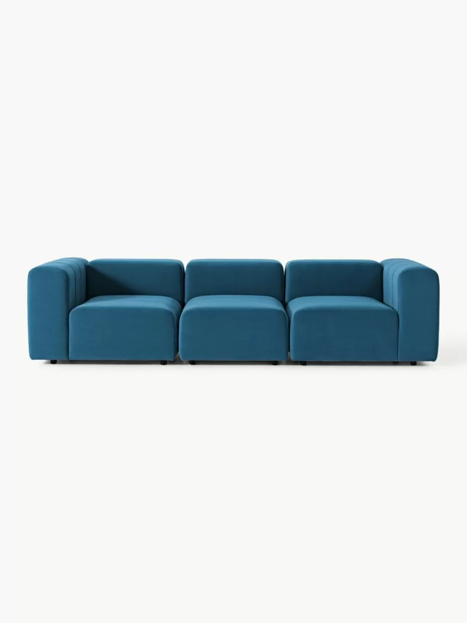 Sofaserien-Westwing Collection Modulares Samt-Sofa Lena (4-Sitzer) Samt Petrol