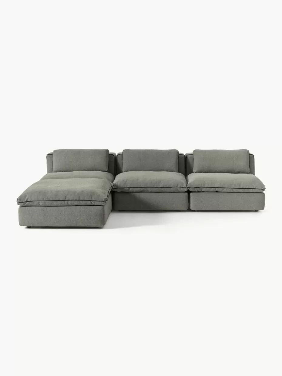 Sofas | Sofaserien-Westwing Collection Modulares Sofa Felix mit Hocker Webstoff Dunkelgrau