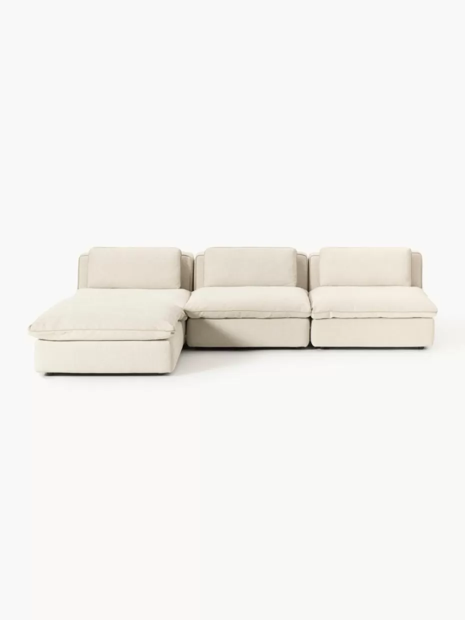 Sofas | Sofaserien-Westwing Collection Modulares Sofa Felix mit Hocker Webstoff Hellbeige