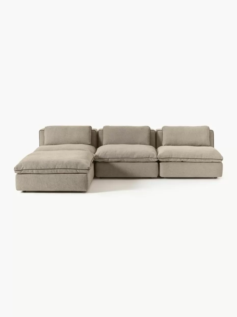 Sofas | Sofaserien-Westwing Collection Modulares Sofa Felix mit Hocker Webstoff Greige