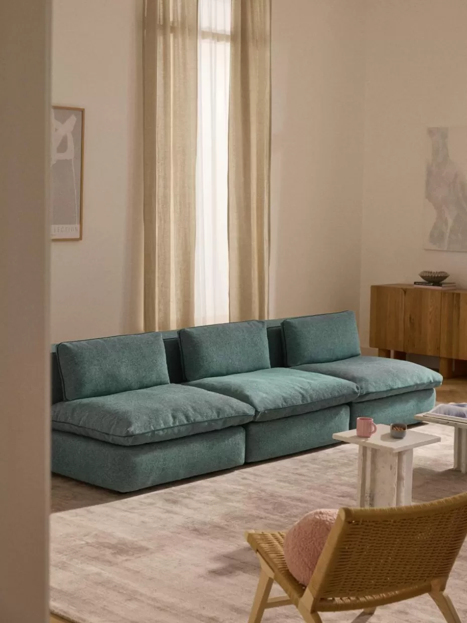 Sofas | Sofaserien-Westwing Collection Modulares Sofa Felix (3-Sitzer) Webstoff Türkisgrün