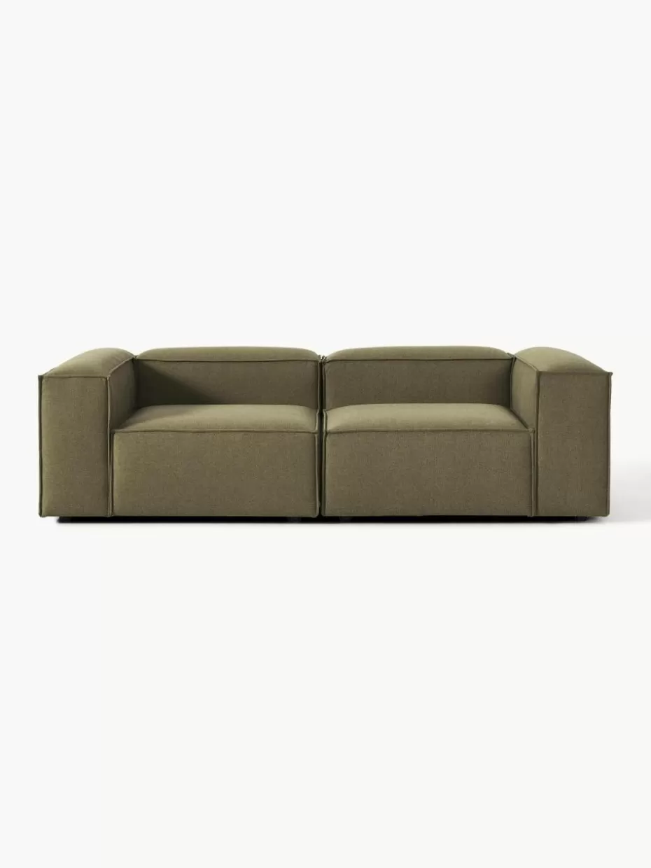 Sofas | Sofaserien-Westwing Collection Modulares Sofa Lennon (3-Sitzer) Webstoff Olivgrün