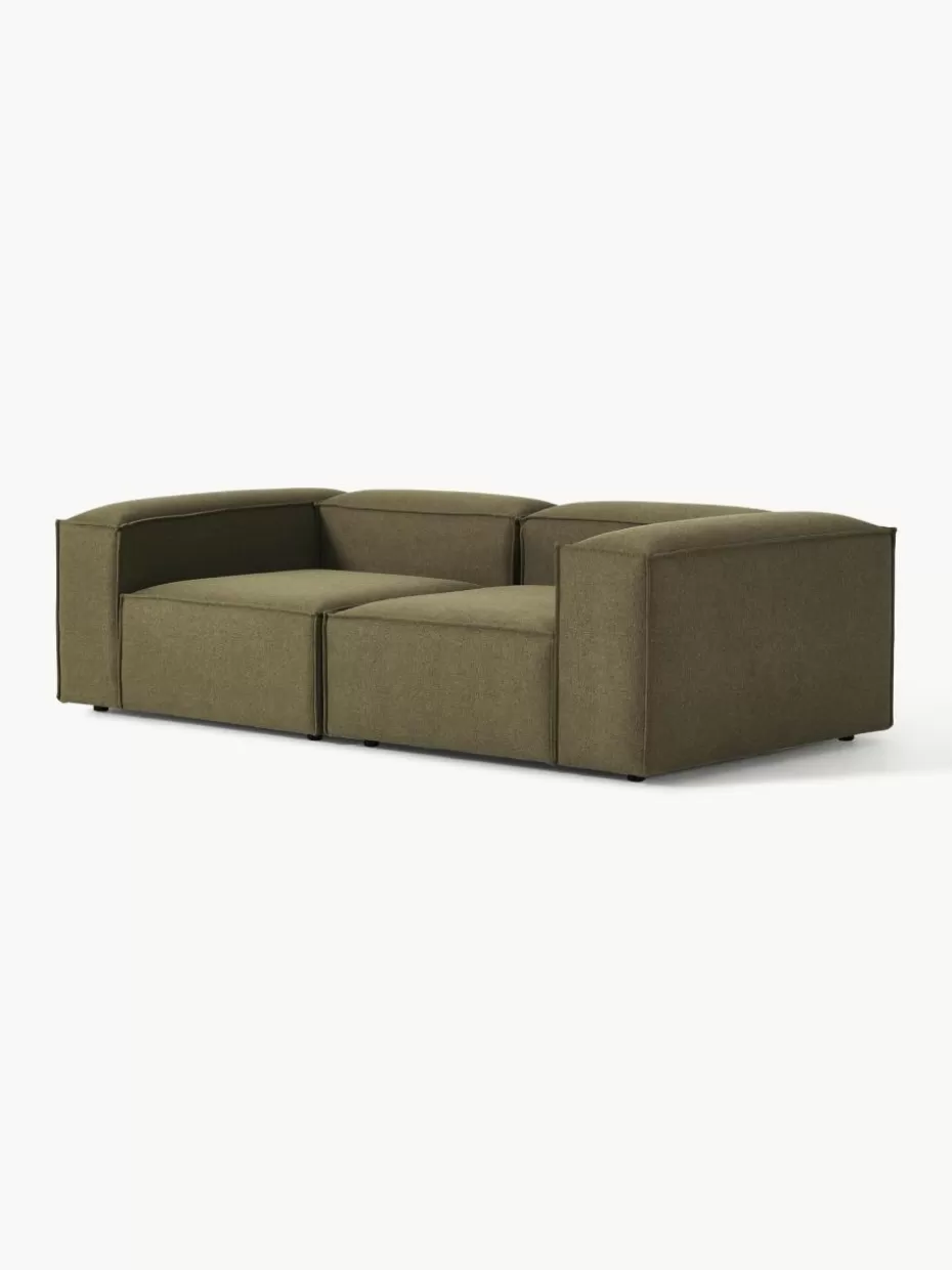 Sofas | Sofaserien-Westwing Collection Modulares Sofa Lennon (3-Sitzer) Webstoff Olivgrün
