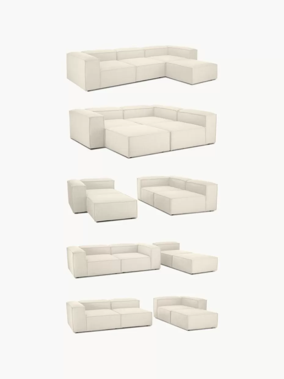 Sofas | Sofaserien-Westwing Collection Modulares Sofa Lennon (4-Sitzer) aus Cord mit Hocker (links/rechts) Cord Taupe