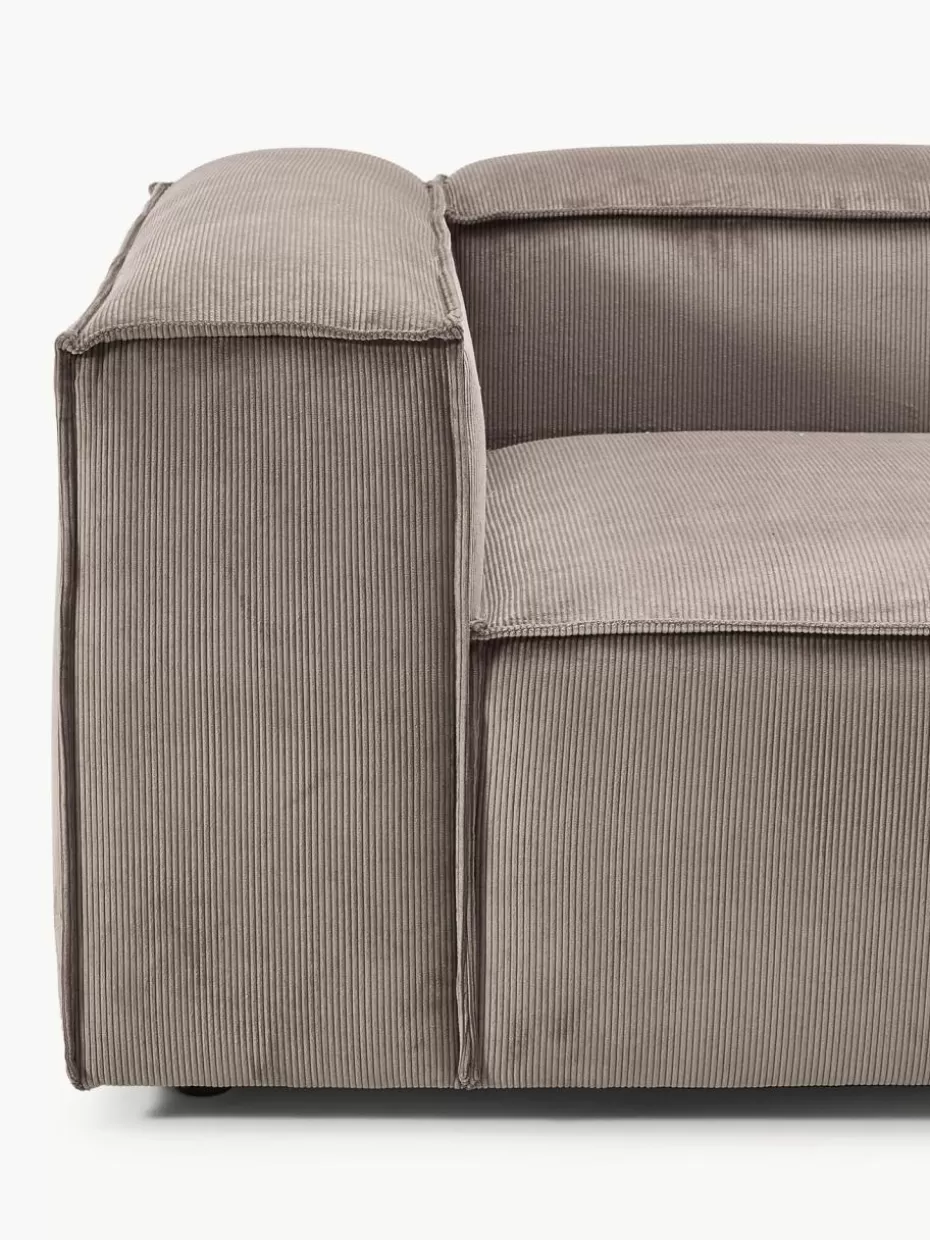 Sofas | Sofaserien-Westwing Collection Modulares Sofa Lennon (4-Sitzer) aus Cord mit Hocker (links/rechts) Cord Taupe