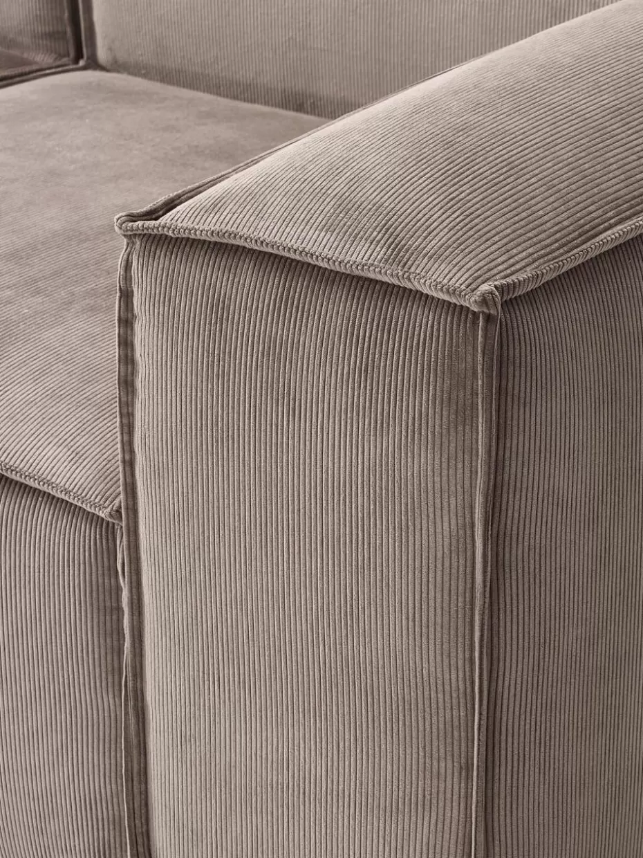Sofas | Sofaserien-Westwing Collection Modulares Sofa Lennon (4-Sitzer) aus Cord mit Hocker (links/rechts) Cord Taupe