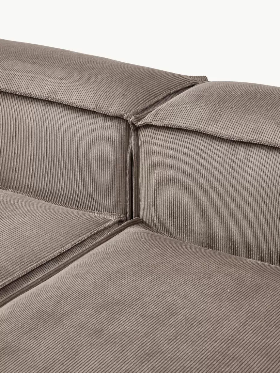 Sofas | Sofaserien-Westwing Collection Modulares Sofa Lennon (4-Sitzer) aus Cord mit Hocker (links/rechts) Cord Taupe