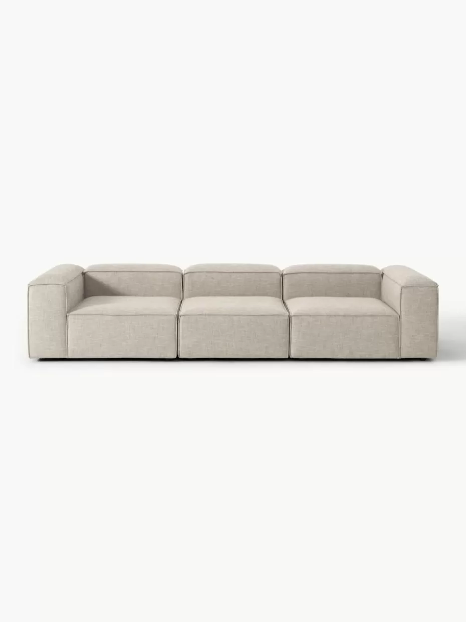 Sofaserien-Westwing Collection Modulares Sofa Lennon (4-Sitzer) aus Leinen-Mix Leinen-Mix Grau