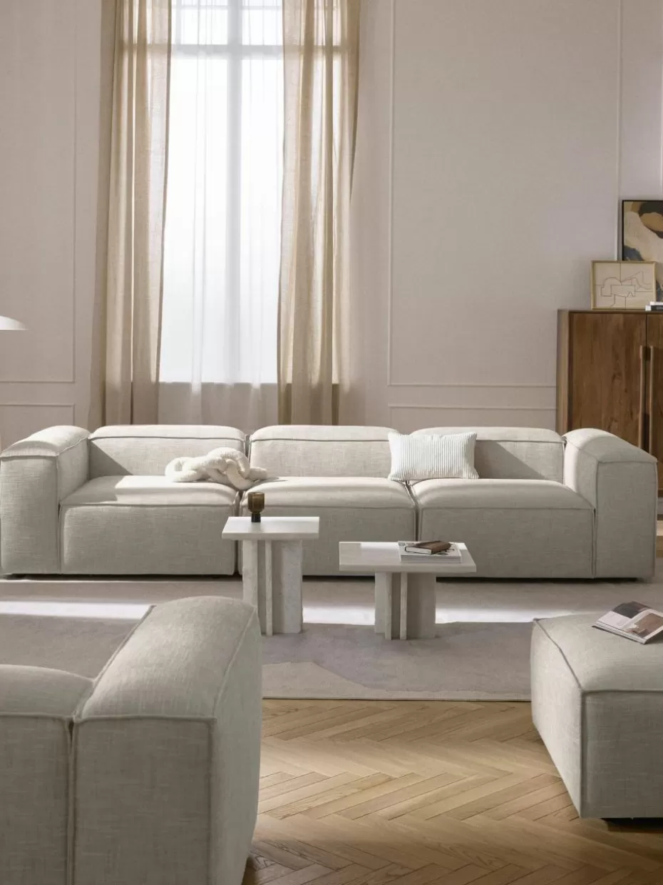 Sofaserien-Westwing Collection Modulares Sofa Lennon (4-Sitzer) aus Leinen-Mix Leinen-Mix Grau