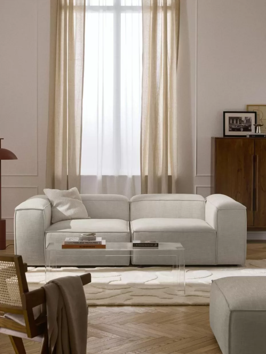 Sofaserien-Westwing Collection Modulares Sofa Lennon (3-Sitzer) aus Leinen-Mix Leinen-Mix Grau