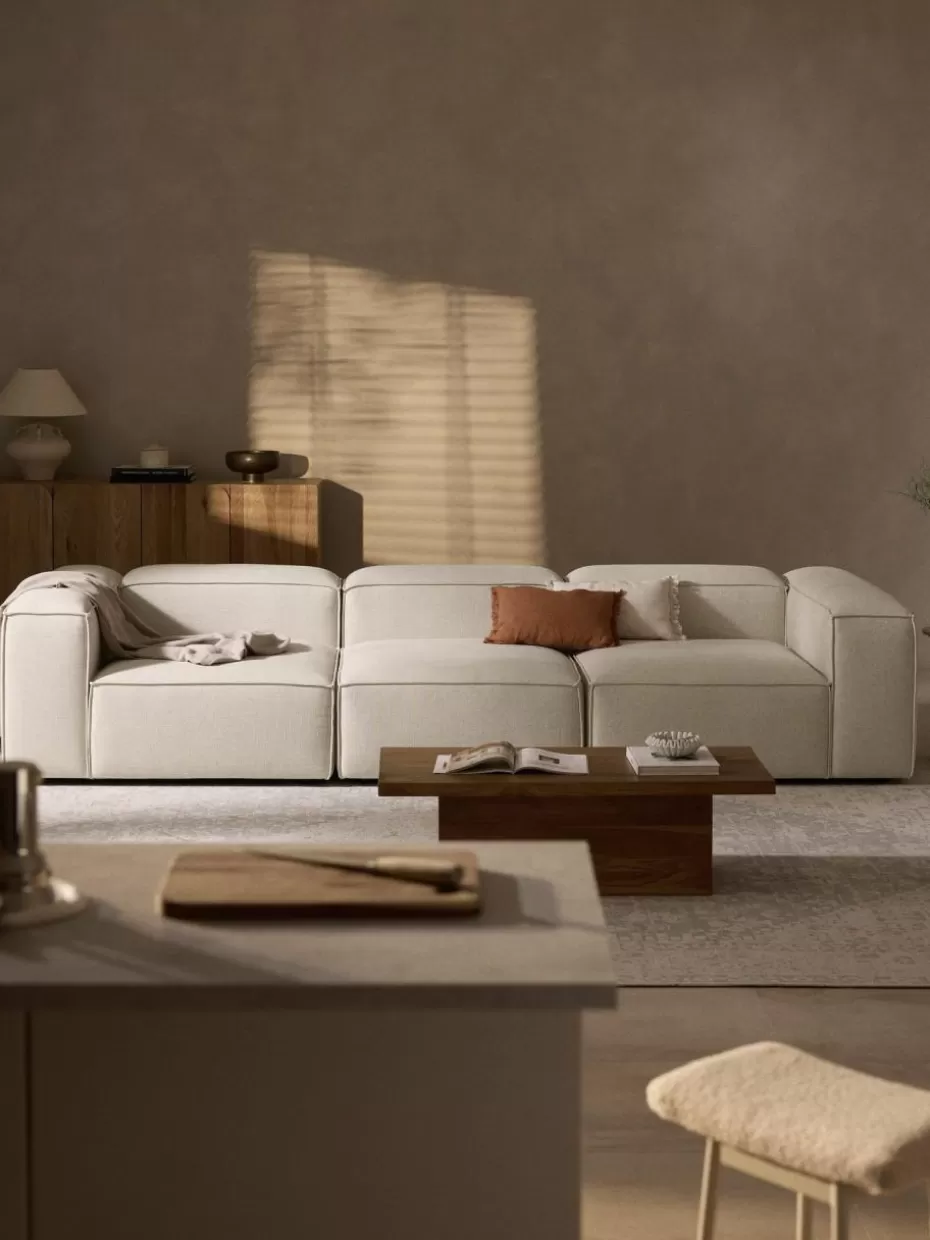 Sofaserien-Westwing Collection Modulares Sofa Lennon (4-Sitzer) aus Leinen-Mix Leinen-Mix Beige
