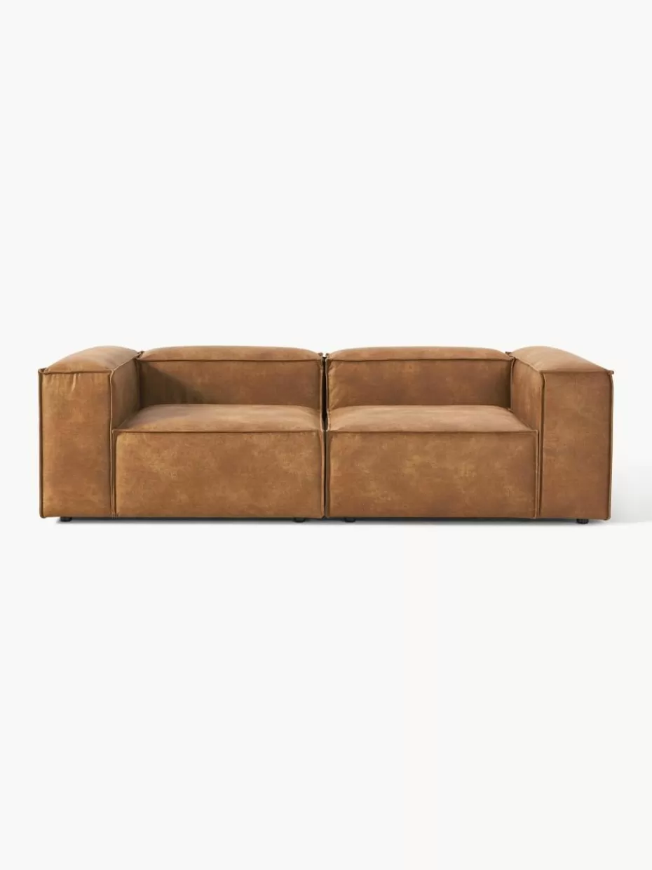 Sofas | Sofaserien-Westwing Collection Modulares Sofa Lennon (3-Sitzer) aus recyceltem Leder Leder Braun