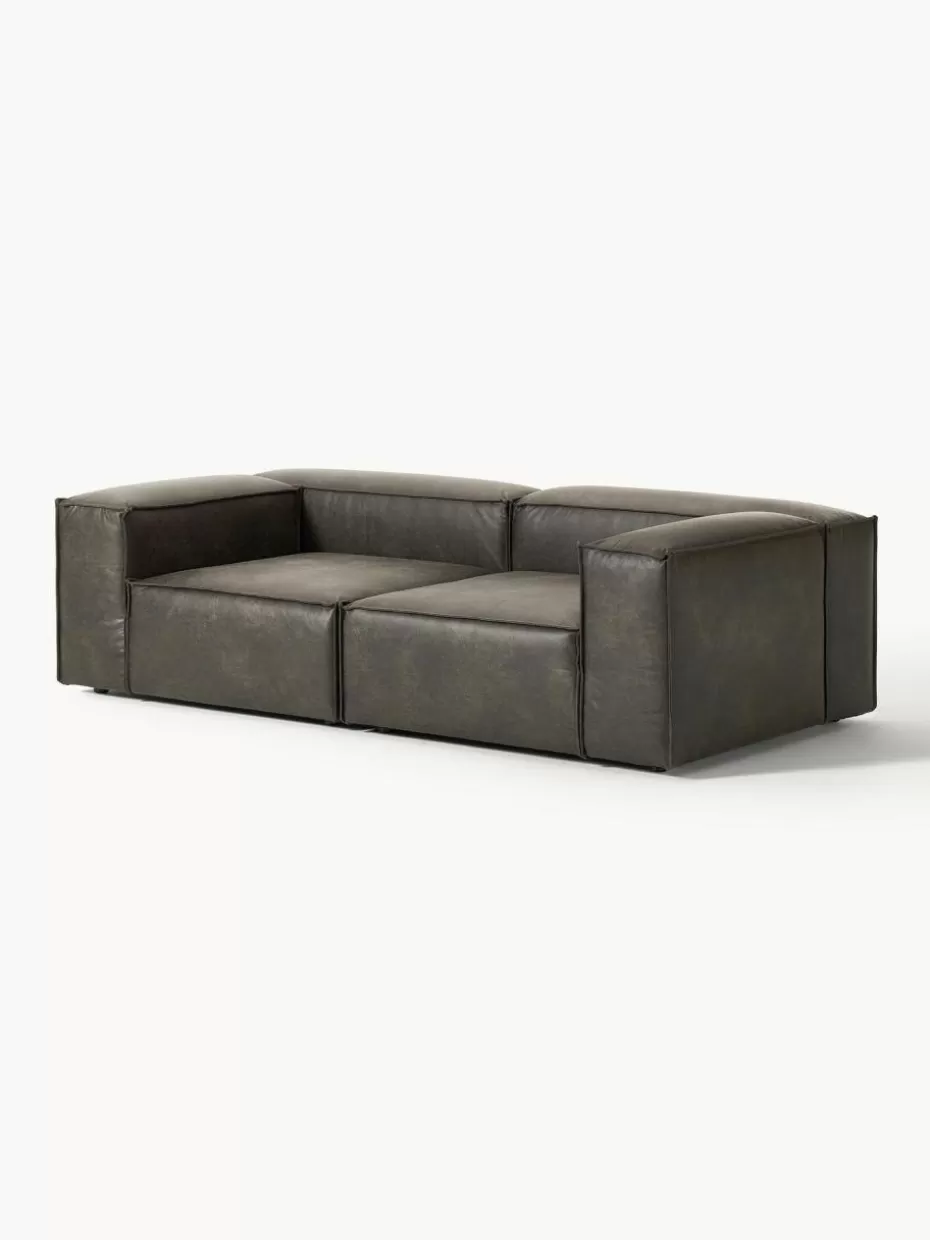 Sofas | Sofaserien-Westwing Collection Modulares Sofa Lennon (3-Sitzer) aus recyceltem Leder Leder Taupe