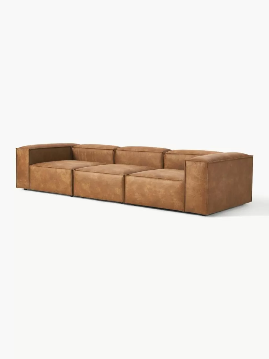 Sofas | Sofaserien-Westwing Collection Modulares Sofa Lennon (4-Sitzer) aus recyceltem Leder Leder Braun