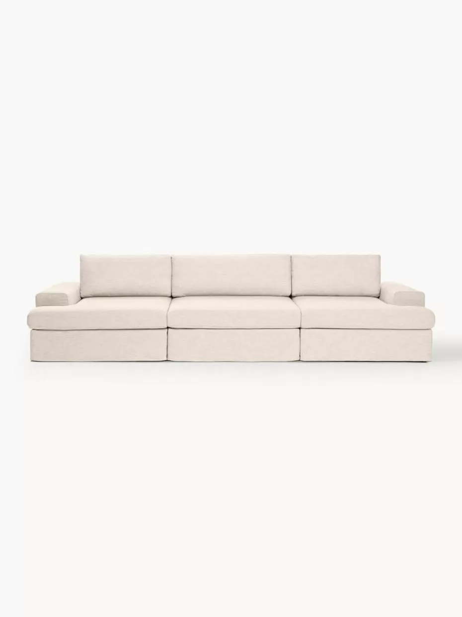 Sofas | Sofaserien-Westwing Collection Modulares Sofa Russell (4-Sitzer) mit abnehmbaren Bezügen Webstoff Hellbeige