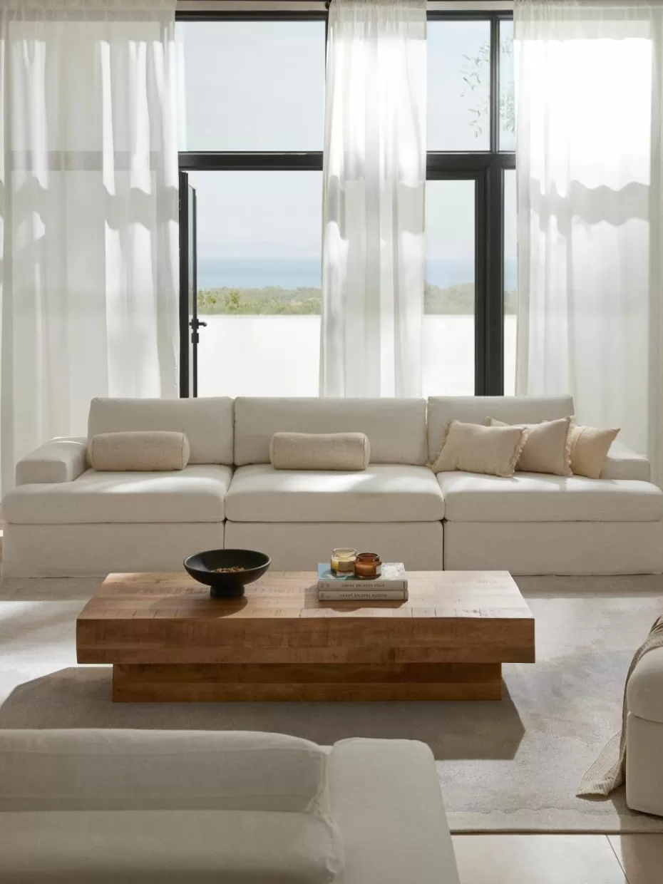 Sofas | Sofaserien-Westwing Collection Modulares Sofa Russell (4-Sitzer) mit abnehmbaren Bezügen Webstoff Off White