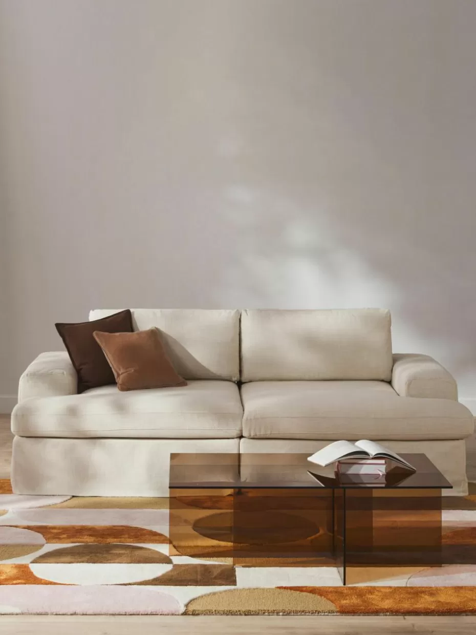 Sofas | Sofaserien-Westwing Collection Modulares Sofa Russell (3-Sitzer) mit abnehmbaren Bezügen Webstoff Hellbeige