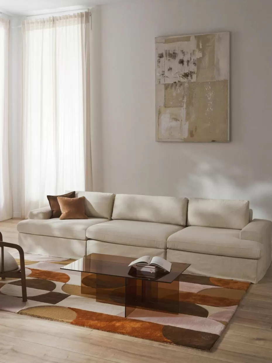 Sofas | Sofaserien-Westwing Collection Modulares Sofa Russell (4-Sitzer) mit abnehmbaren Bezügen Webstoff Hellbeige