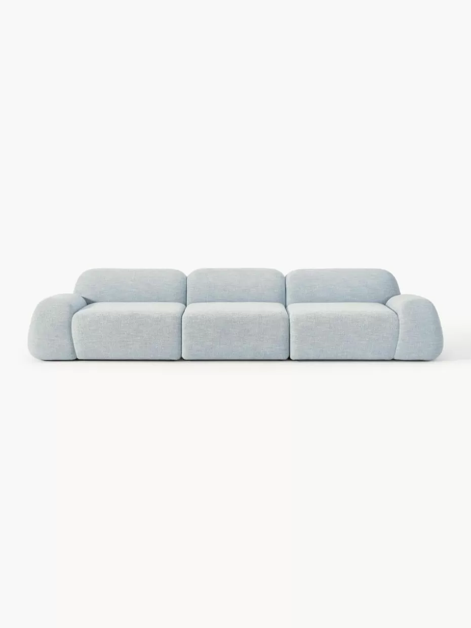 Sofas | Sofaserien-Westwing Collection Modulares Sofa Wolke (4-Sitzer) aus Bouclé Bouclé Hellblau
