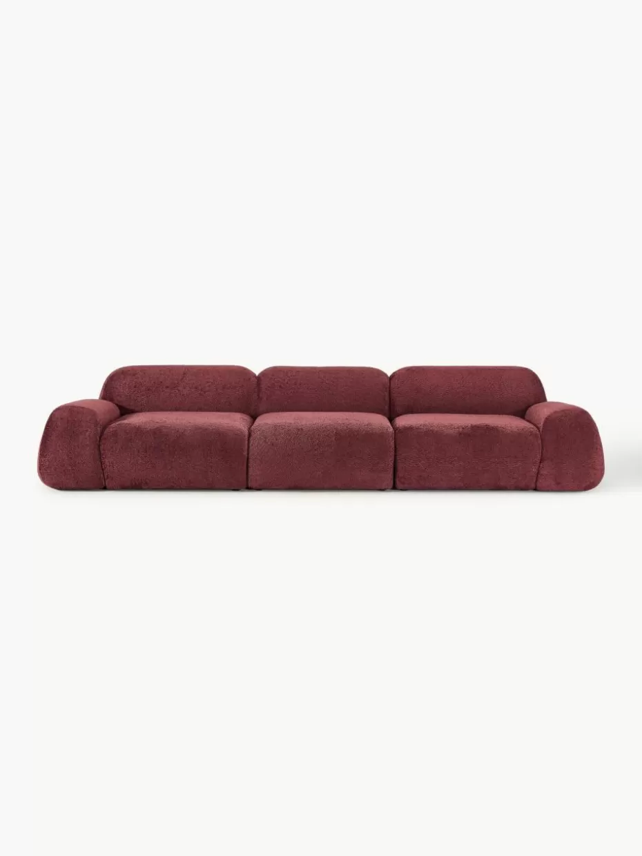 Sofas | Sofaserien-Westwing Collection Modulares Sofa Wolke (4-Sitzer) aus Teddy-Bouclé Teddy-Bouclé Weinrot